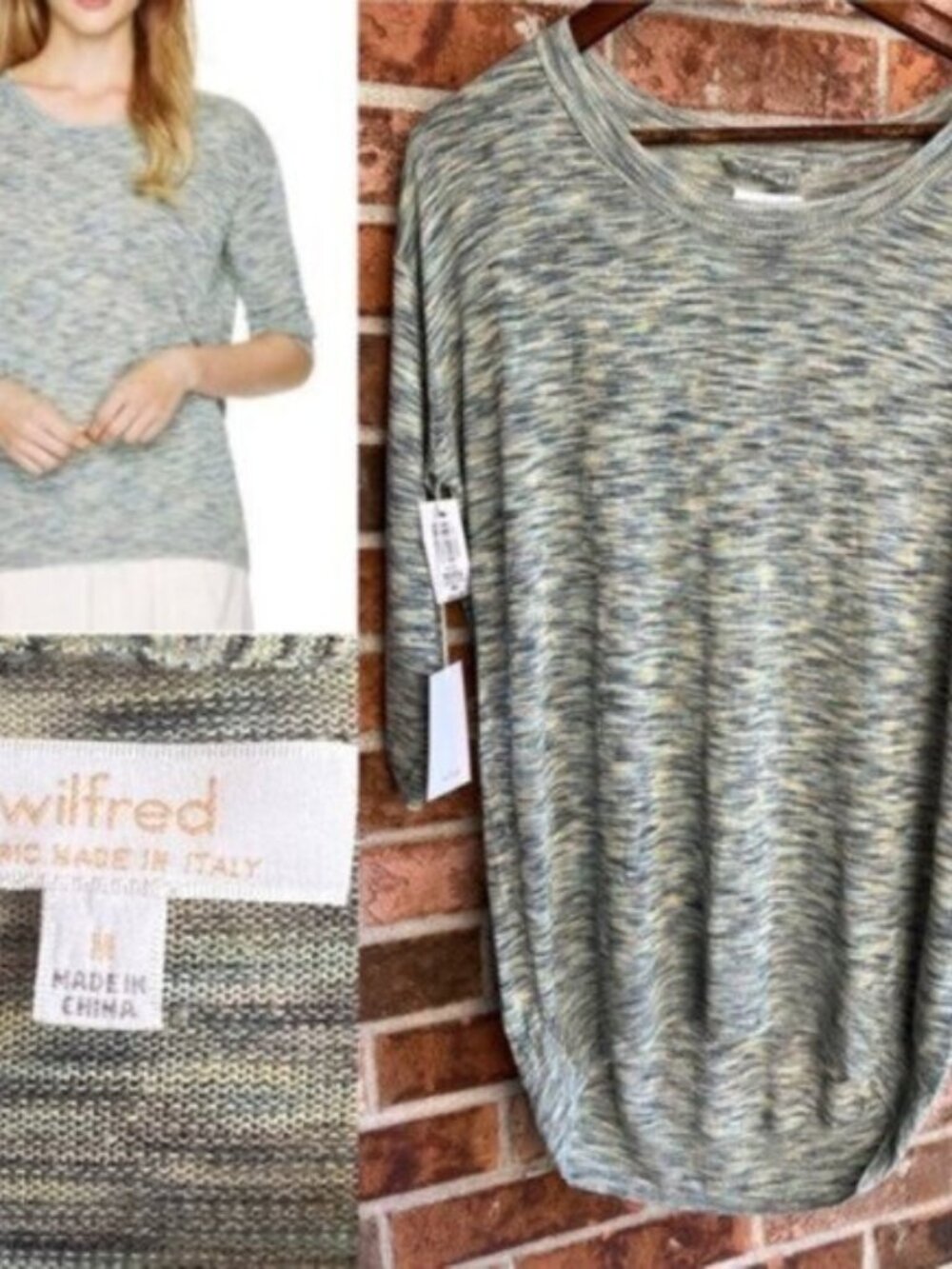 Aritzia  * NEW Wilfred Balzac  heathered sweater   linen-blend  Italian Yarn M